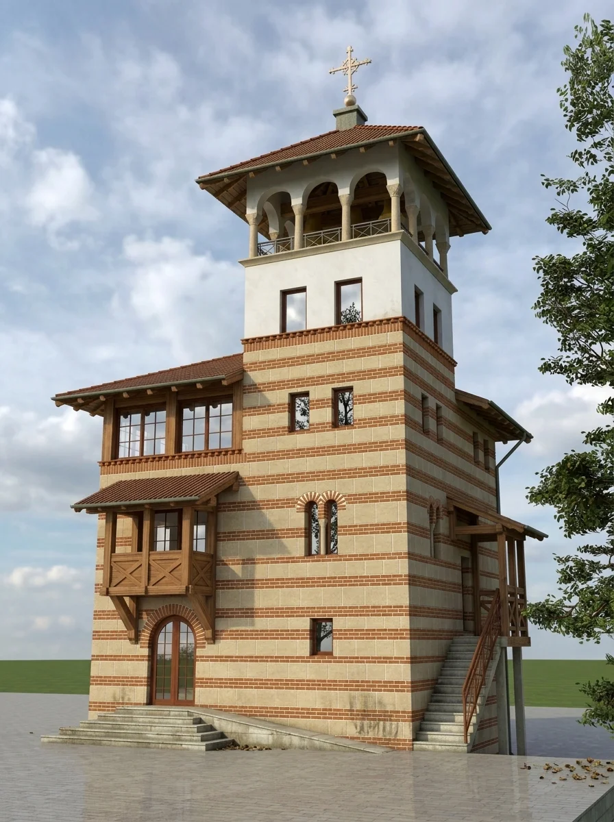 Реконструкција парохијскиг дома са звоником, Порта храма светог кнеза Лазара, Пиносава — slika 1